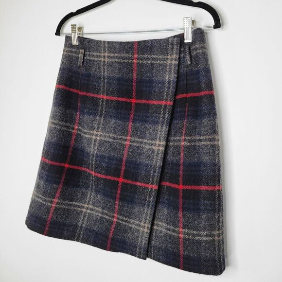 Vintage EDDIE BAUER Plaid Wool Mini Skirt Sz 12 Lined Preppy Punk Goth Y2K - Picture 4 of 8